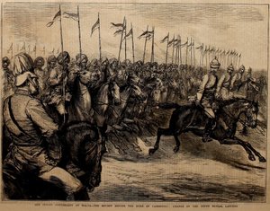 Our Indian Contingent at Malta, the Review before the Duke of Cambridge, Charge of the Ninth Bengal Lancers by Godefroy Durand