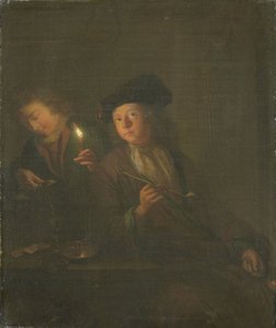 The Smoker (A Man with a Pipe and a Man Pouring a Beverage into a Glass)