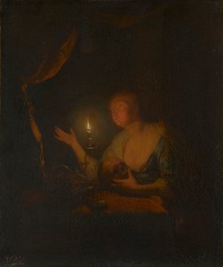 The Penitent Magdalen by Candlelight by Godfried Schalcken