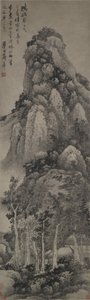A Lofty Pavilion, Hanging Scroll, c.1683 by Gong Xian