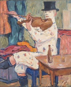 A Clown Playing the Violin by Gosta von Hennigs