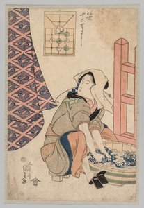 Seated Woman Washing Clothes in a Wooden Tub by Gototei Kunisada