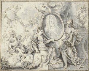 Portrait of a Man in a Medallion Surrounded by Allegorical Figures