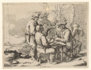 Five Farmers at a Table Outdoors by Gottlieb Friedrich Riedel