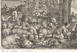 Shepherd with Flock Before a Gate by Govert van der Leeuw