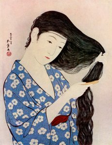 A Japanese Woman Combing Her Hair