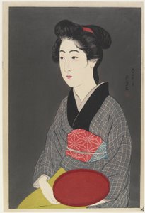 Woman Holding a Tray