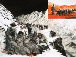 A Camel Caravan Camped in the Pamir Mountains by Graham Coton