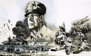 Douglas MacArthur with D-Day Landing Scenes by Graham Coton