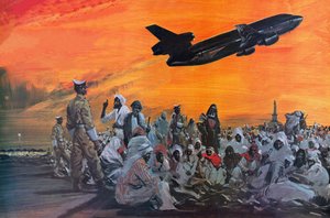 Muslim pilgrims in the Middle East flying to Mecca by Douglas DC-10 by Graham Coton