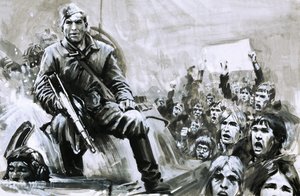 Unidentified soldier on tank by Graham Coton