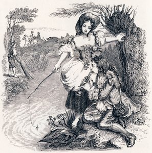 The Fishes and the Shepherd Who Plays Flute - Fables by La Fontaine by Grandville