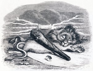 The Man and the Flea - Fables by La Fontaine by Grandville