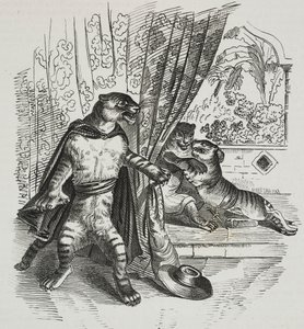 Tiger advances with dagger, caricature by Jean-Jacques Grandville by Grandville