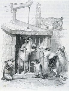 Trapped mouse surrounded by her torn family - by Grandville