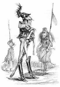 Cartoon of Animal-Soldiers: Grandville Engraving, Extracted from the Book Private and Public Life of Animals, Hetzel Edition 1867, Chapter Entitled 
