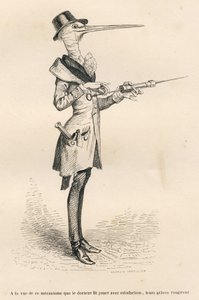 Stork as a Doctor Manipulating a Clyster