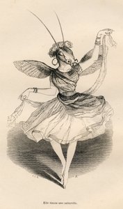 She Danced a Saltarello. Illustrated Vignettes by JJ Granville. Engraving Signed Andrew, Best and Leloir in the Section 
