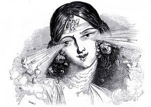 Face of a woman with piercing eyes by Grandville (1803 47)