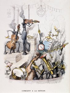 Musicians transformed into machines and giving a “Concert à la steam” - in “Un autre monde” by Grandville, late 19th century. by Grandville