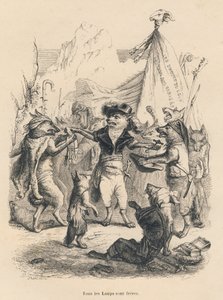 Revolution of the Wolves and Freedom and Rights of the Wolf. Illustrated Vignettes by JJ Granville. Engraving Signed Godard in the Section Titled 