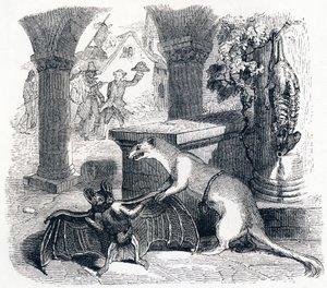 The Bat and the Two Weasels - Fables by La Fontaine by Grandville