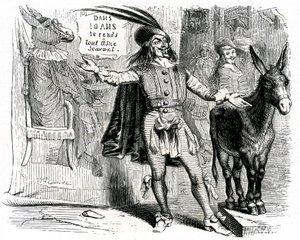 The charlatan: La Fontaine fable illustrated by Grandville. Edition Garnier 1860. This skipper makes it hard to make every donkey scientist. by Grandville (1803 47)