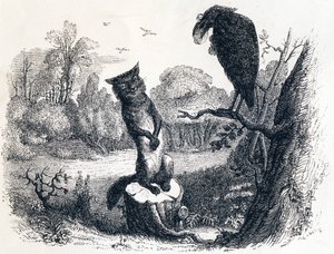 The crow and the fox - Fables by La Fontaine by Grandville