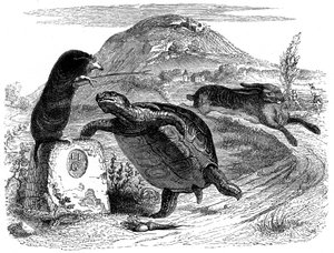 The hare and the turtle: La Fontaine fable illustrated by Grandville