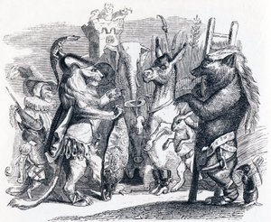 The Lion Leaving for the War - Fables by La Fontaine by Grandville