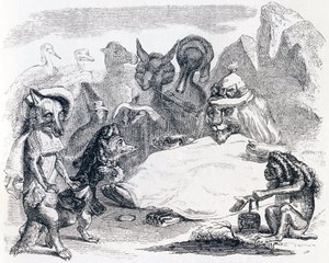 The lion, the wolf and the fox - Fables by La Fontaine by Grandville