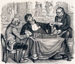 The Oyster and the Litigants - Fables by La Fontaine by Grandville