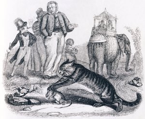 The rat and the elephant - Fables by La Fontaine by Grandville