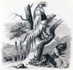 The Rooster and the Fox - Fables by La Fontaine by Grandville