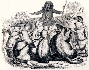 The Shepherd and His Herd - Fables by La Fontaine by Grandville