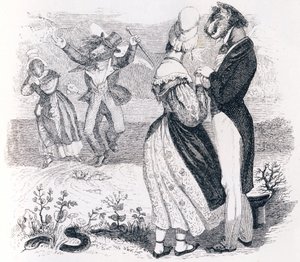 The Stream and the River - Fables by La Fontaine by Grandville
