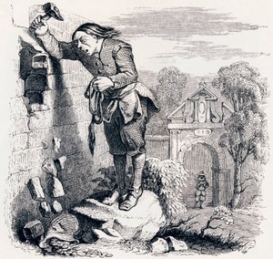 The treasure and the two men - Fables by La Fontaine by Grandville