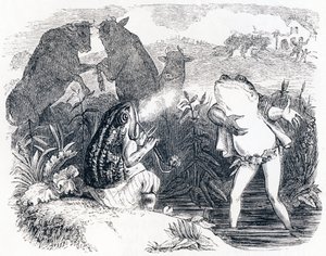 The two bulls and a frog - Fables by La Fontaine by Grandville
