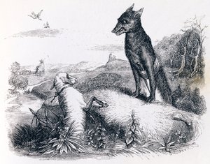 The Wolf and the Lamb - Fables by La Fontaine by Grandville