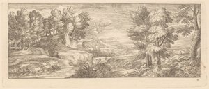 River Landscape with Resting Figures by Gérard Audran