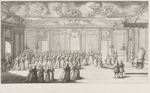 The Audience Chamber during the reception of the bride at Dresden Palace on 2 September 1719 by Gerard Jean Baptiste Scotin