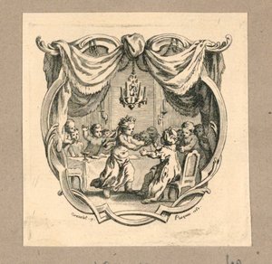 A Girl as a Bride Hurries Toward a Boy in Turkish Costume by Gravelot