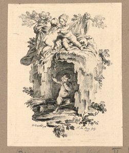 Cherubs Around a Cave by Gravelot