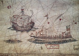 Galley and Portuguese caravel (detail)