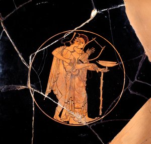 Cup with red figures by Greek