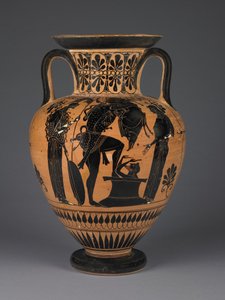 Athenian Attic Black-Figure Amphora with Heracles Carrying the Erymanthean Boar