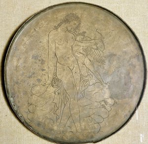 Aphrodite and Eros Bronze Mirror (350 BC)