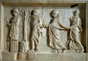Greek Art: Low Relief Representing Three Nymphs Following a Young Woman