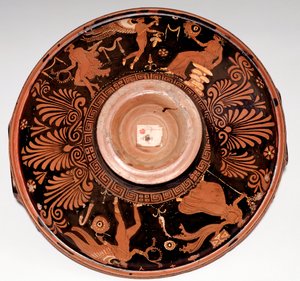 Patera with Maenad and Eros (terracotta, 325-300 BC) by Greek