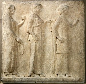 The Three Graces, relief from the Passage of the Theores, from Thasos, c.470 BC by Greek